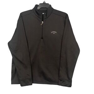 Callaway Mens Large Black Quarter Zip Golf Pullover Fleece Lined Long Sleeve L